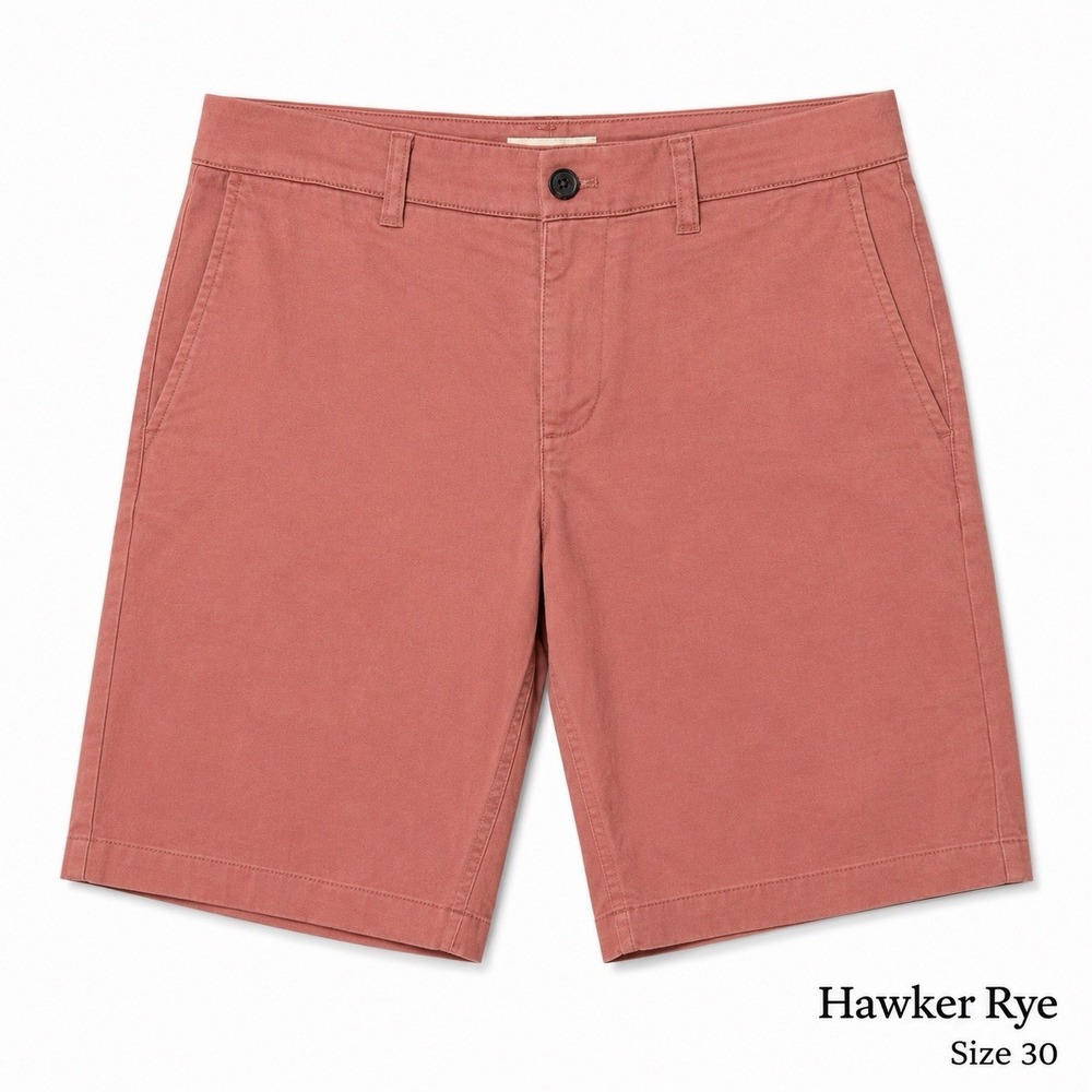 Hawker Rye Mens 30 Coastal Red Chino Shorts 11" Inseam Stretch Cotton Casual